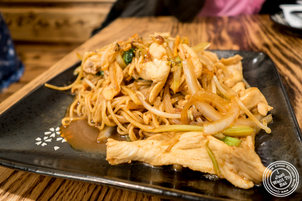 Noodles with chicken at KungFu Kitchen in Times Square, NYC