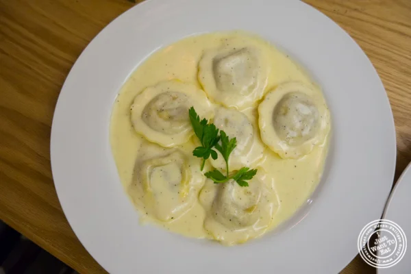 Mushroom ravioli at Al Vicoletto near Union Square, NYC