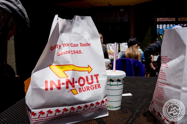 Burgers, fries and milkshake at In-N-Out Burger in San Francisco, CA