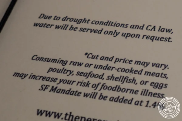 Menu at The Perennial in San Francisco, CA