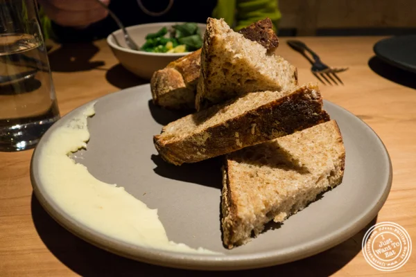 Kernza bread with butter at The Perennial in San Francisco, CA