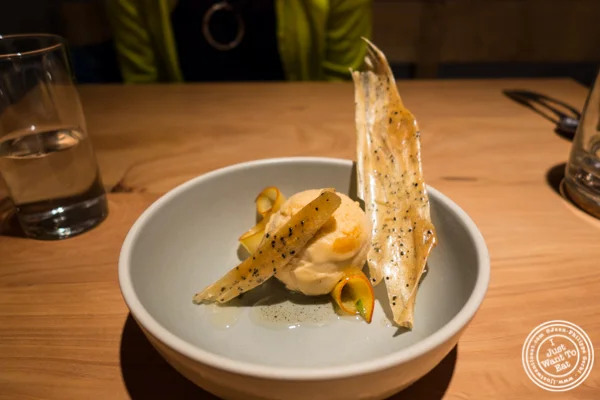 Nectarine sorbet at The Perennial in San Francisco, CA