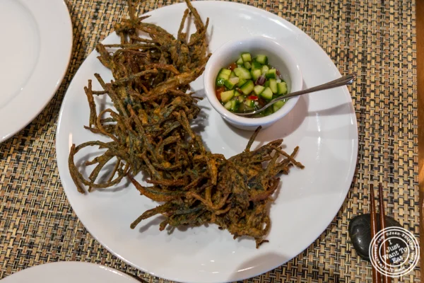 Black potato fritters at Samui in Fort Greene, Brooklyn