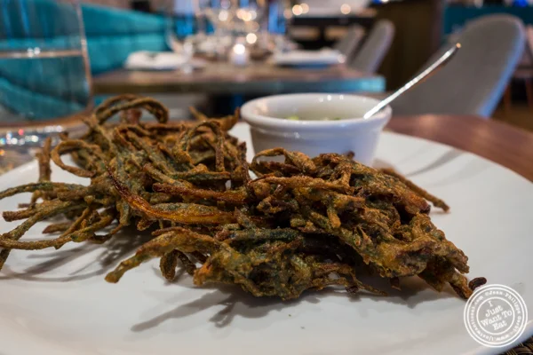 Black potato fritters at Samui in Fort Greene, Brooklyn
