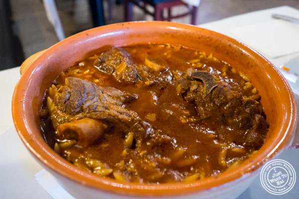 Arni youvetsi at Jimbo's, Greek Restaurant and Bar in Astoria, Queens