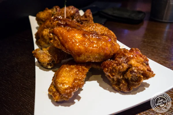 Chicken wings and thighs at BonChon Chicken, Financial District, NYC, NY