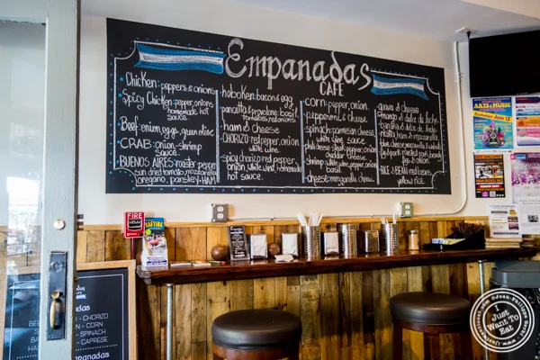 Menu at Empanadas Café in Hoboken, NJ