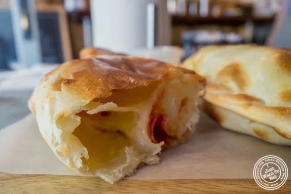 Pepperoni and cheese empanada at Empanadas Café in Hoboken, NJ