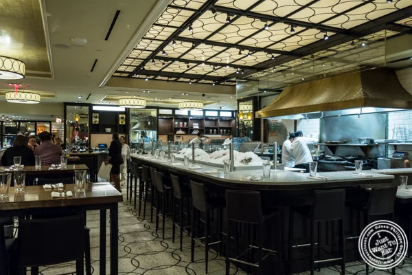 Open kitchen at Todd English Food Hall at the Plaza in NYC, New York