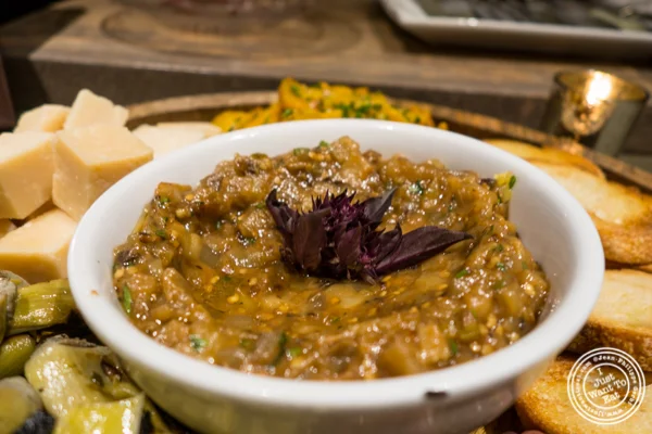 Eggplant spread at Todd English Food Hall at the Plaza Hotel, NYC, New York