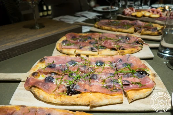 Fig and prosciutto pizza at Todd English Food Hall at the Plaza Hotel, NYC, New York