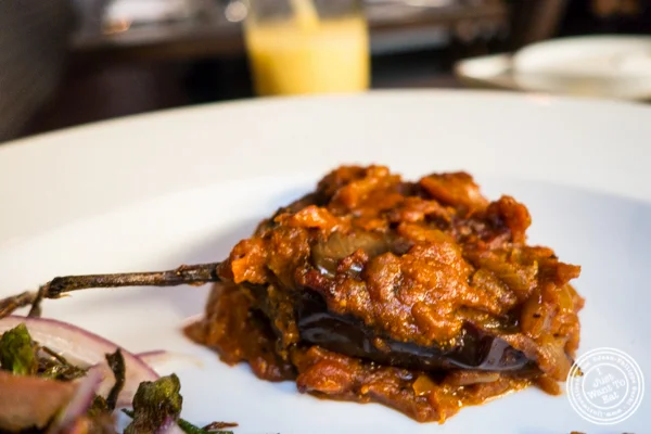 Sweet and sour eggplant at Kurry Qulture in Astoria, Queens