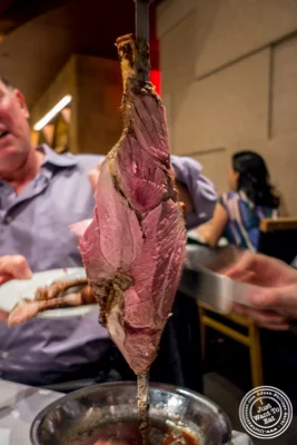 Leg of lamb at Fogo de Chao in NYC, New York