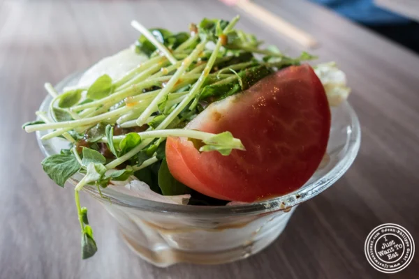Green salad at Mentoku Ramen in Hell's Kitchen