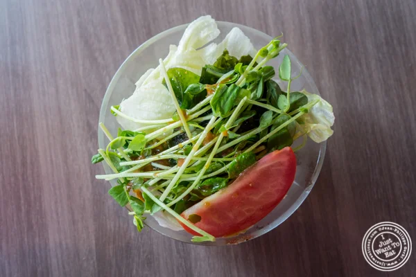 Green salad at Mentoku Ramen in Hell's Kitchen