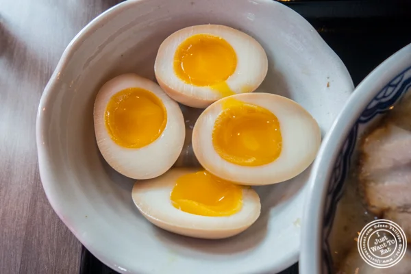 Soft boiled eggs at Mentoku Ramen in Hell's Kitchen