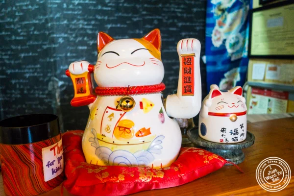 Lucky cat at Cho-Ko Ramen in the Lower East Side, NYC