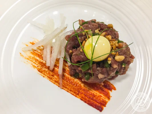 Korean steak tartare at De Gustibus Cooking School at Macy's, NYC, NY
