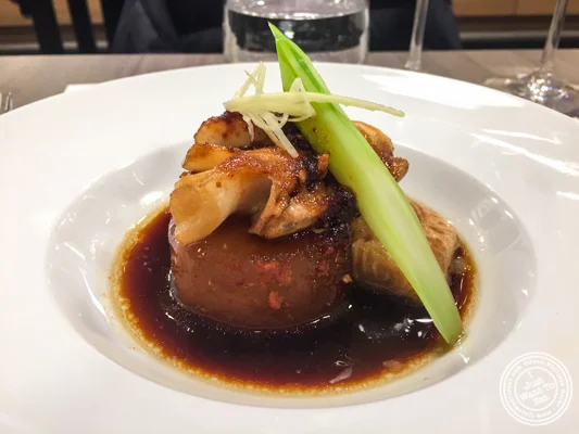 soy poached black cod and daikon at De Gustibus Cooking School at Macy's, NYC, NY