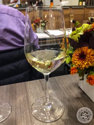 Glass of Pacherhof Kerner 2014at De Gustibus Cooking School at Macy's, NYC, NY