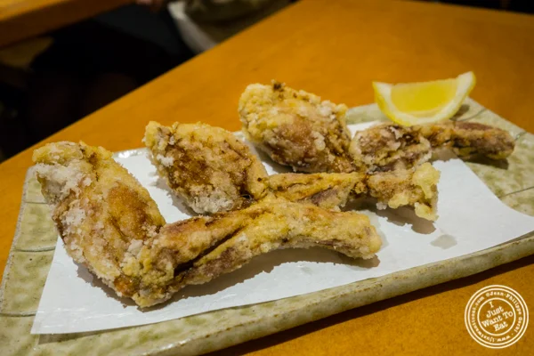 Frog legs karaage at Sake Bar Hagi 46 in Hell's Kitchen, NYC