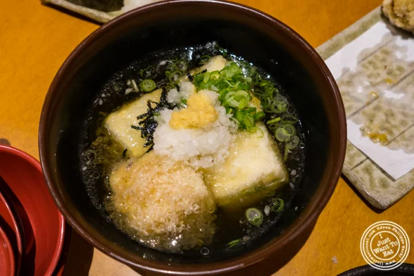 Age tofu at Sake Bar Hagi 46 in Hell's Kitchen, NYC