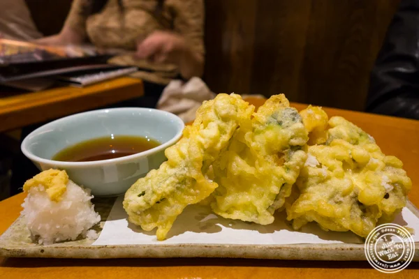 Vegetable tempura at Sake Bar Hagi 46 in Hell's Kitchen, NYC