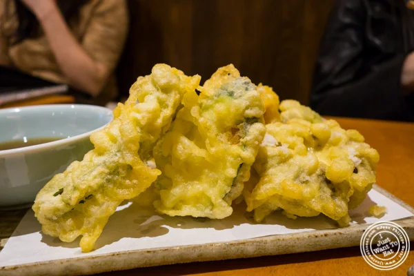 Vegetable tempura at Sake Bar Hagi 46 in Hell's Kitchen, NYC