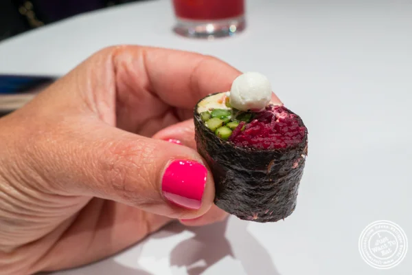 Roasted honey pistachio nori roll from Marcia Selden Catering