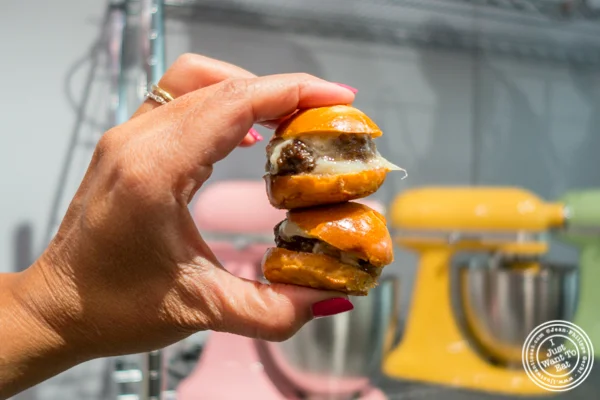 Cheddar sirloin burgers from Marcia Selden Catering