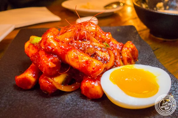 Spicy rice cakes ddukbokki at Hanjan in NYC, New York