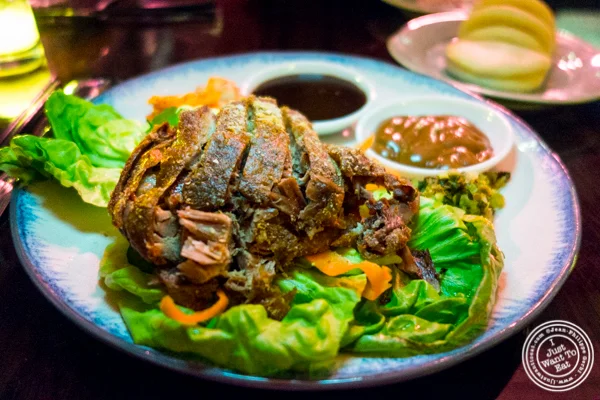 Confirm duck leg bao platter at Chaan Teng in Hell's Kitchen, NY