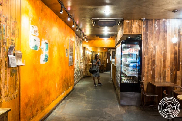 Waiting online to order at The Kati Roll Company in NYC, NY