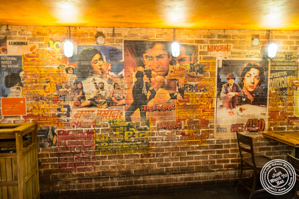 Bollywood posters at The Kati Roll Company in NYC, NY