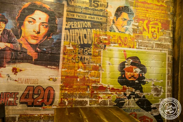Bollywood posters at The Kati Roll Company in NYC, NY