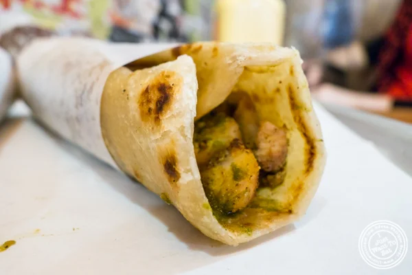 Chicken tikka Kati roll at The Kati Roll Company in NYC, NY