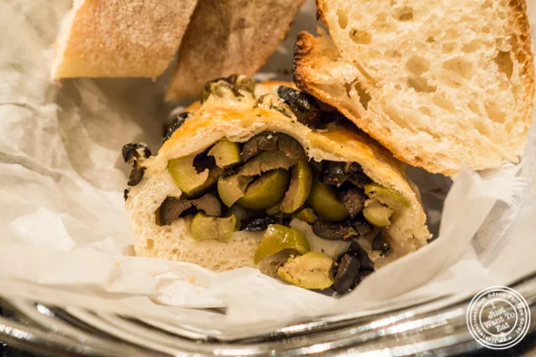 Olive and walnut bread at Gaby, NYC, NY