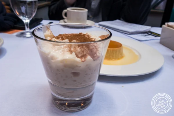 Rice pudding at Victor's Café, Cuban restaurant in NYC, NY