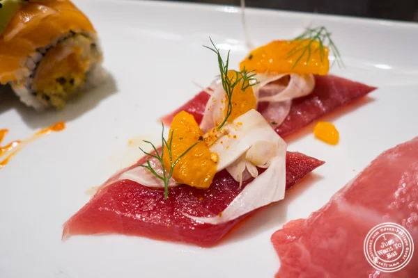 Mandarin and fennel tuna sashimi at Haru in Hell's Kitchen, NYC, NY