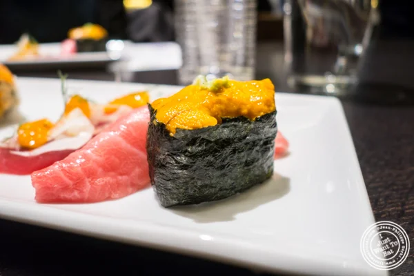 Uni roll at Haru in Hell's Kitchen, NYC, NY