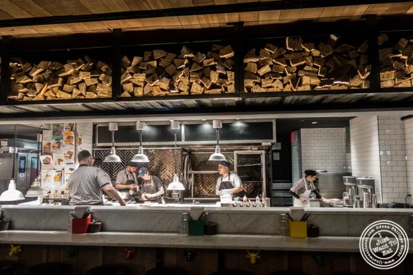 Open kitchen at Salvation Burger in NYC, NY