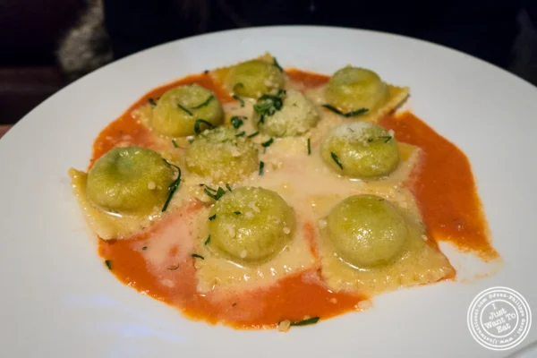 Spinach ravioli at Lugo Cucina in NYC, NY