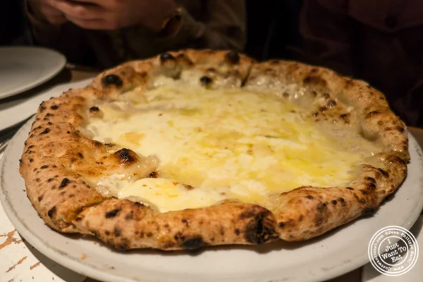 Quattro formaggi pizza at Ribalta in NYC, NY