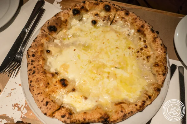 Quattro formaggi pizza at Ribalta in NYC, NY