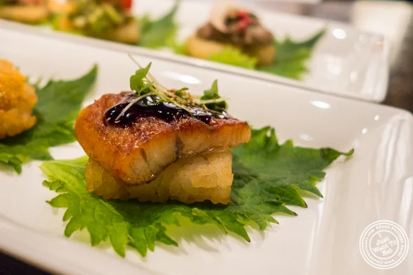 Unagi canapé at ROKI Le Izakaya in NYC, NY