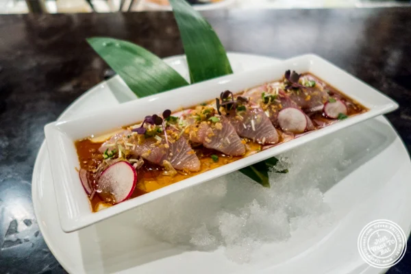 Kanpachi carpaccio at ROKI Le Izakaya in NYC, NY