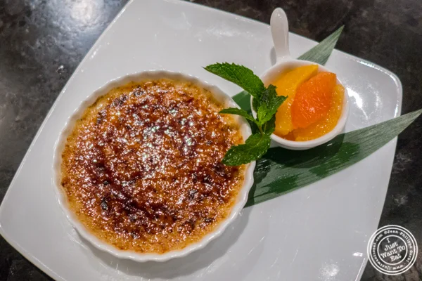 Earl grey creme brûlée at Chashu tonkotsu premium ramen at ROKI Le Izakaya in NYC, NY