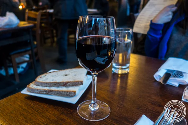 Glass of Pinot Noir from Italy at Bella Luna on the Upper West Side, NYC, NY