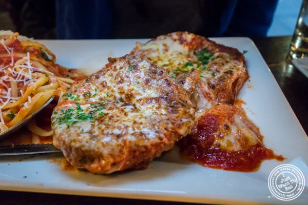 Eggplant parmesan at Bella Luna on the Upper West Side, NYC, NY