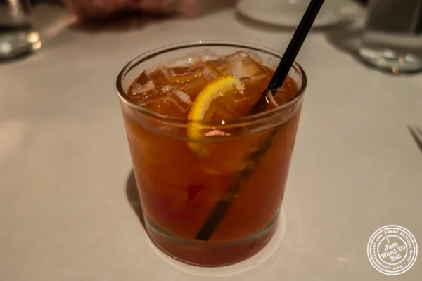 Old fashion cocktail at Westside Steakhouse in NYC, NY